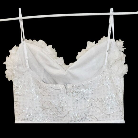 Lulu's Gorgeous Wonder White 3D Floral Applique Strapless‎ Mini Dres Sz Sm NWT - Picture 7 of 10